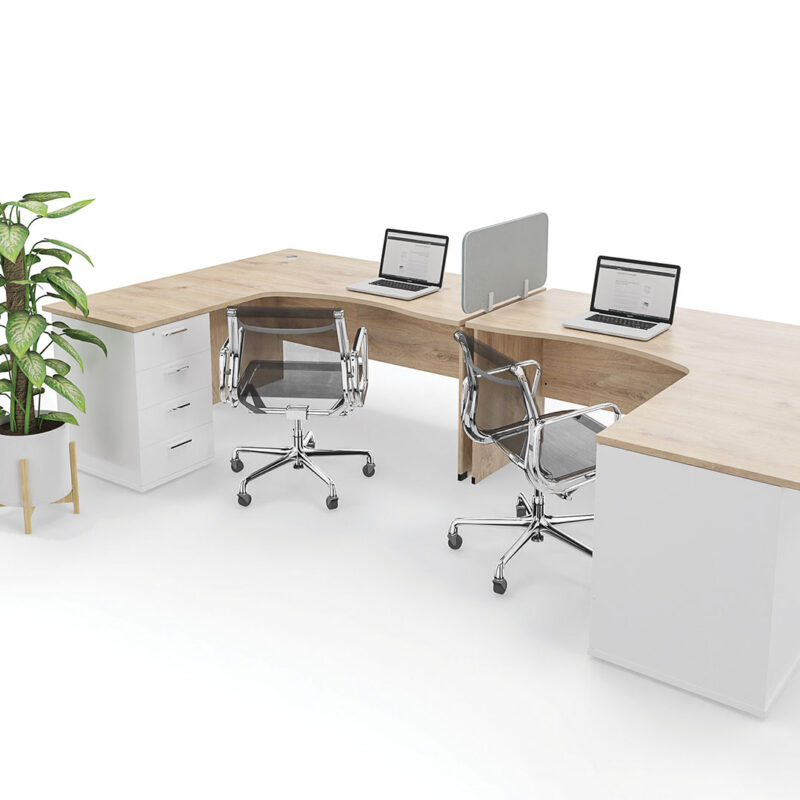 Discovery cluster desk (22mm top) with extension & pedestal - ENTRAWOOD ...