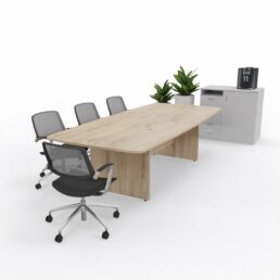 Barrel-shaped boardroom table