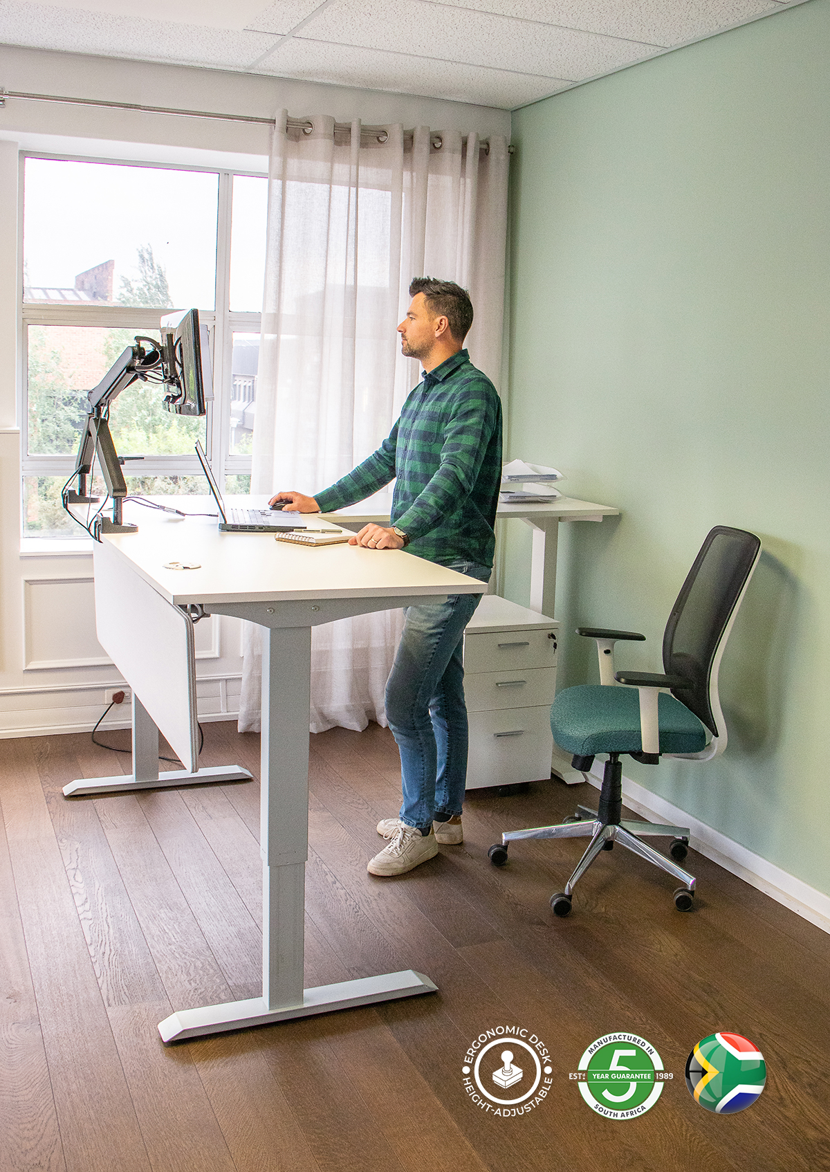 Maluti height-adjustable L-shape desk
