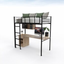 Single steel Bunk-bed with Study