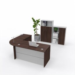 Platinum L-shape desk set-up