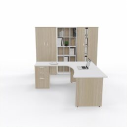 Discovery cluster desk (22mm top) with extension & pedestal