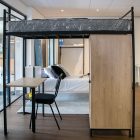 Student bed, desk and cupboard