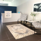 trio reception counter with square panel RHS